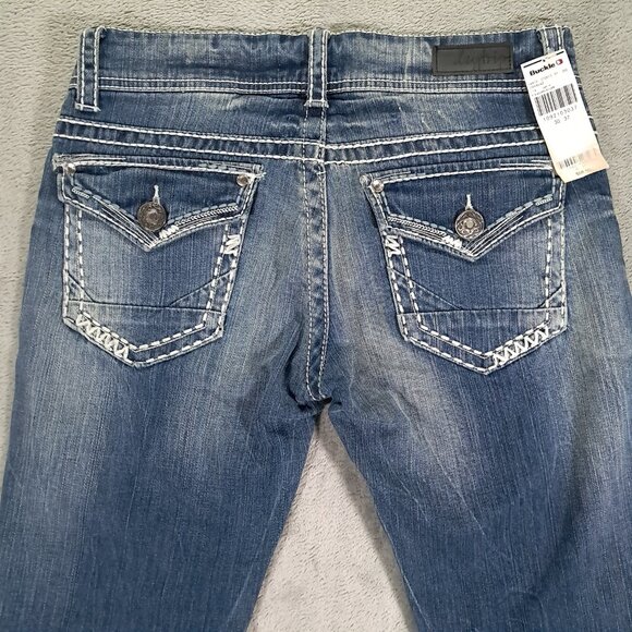 NEW NWT Daytrip Aquarius Flare Jean Women 32x37, Tag 30 XL Contrast Stitch Blue - Picture 4 of 16